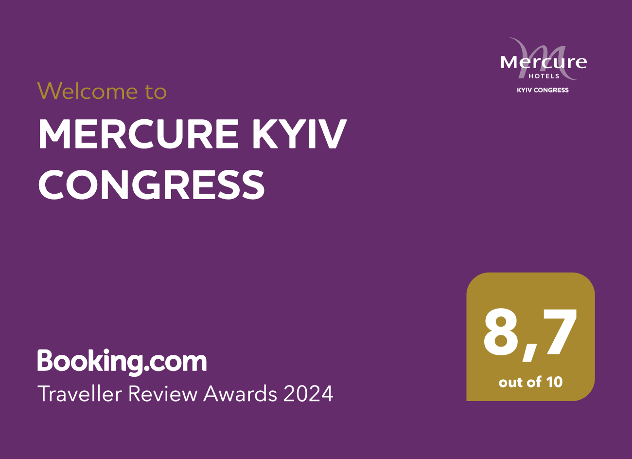 Mercure Kyiv Congress Hotel отримав відзнаку BOOKING.COM