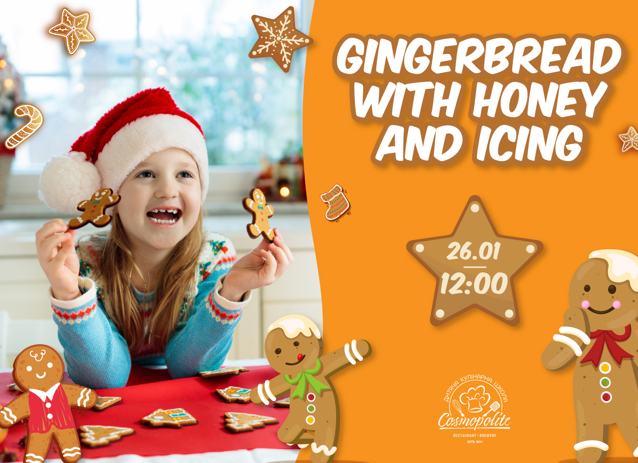 Kids’ culinary school: gingerbread with honey and icing 